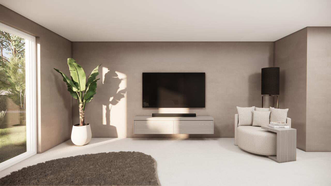 TV-meubel Rockefeller - Zwevend - Beige - Eiken - 2 kleppen