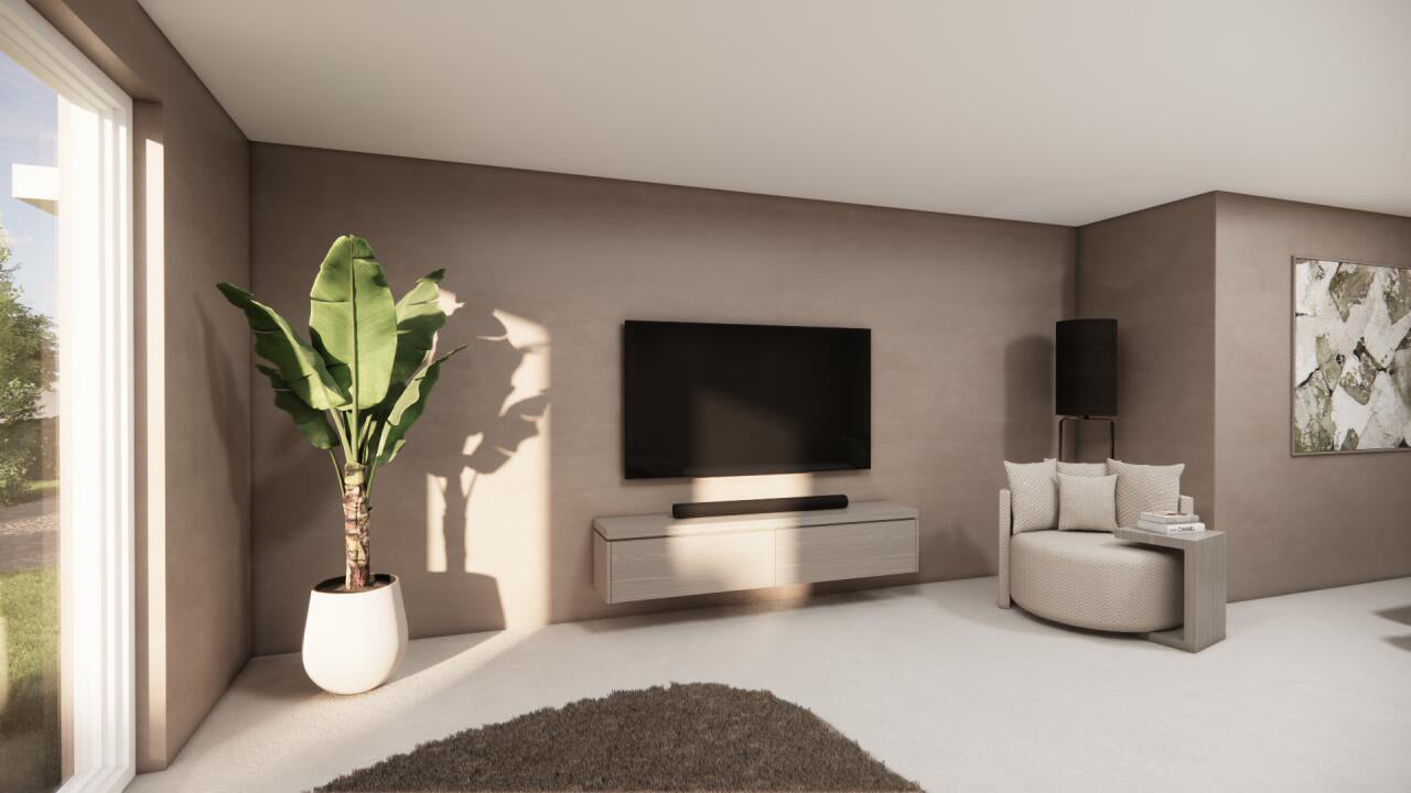 TV-meubel Rockefeller - Zwevend - Beige - Eiken - 2 kleppen