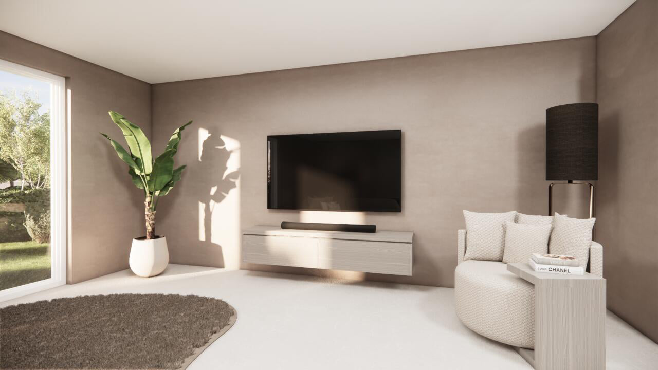 TV-meubel Rockefeller - Zwevend - Beige - Eiken - 2 kleppen