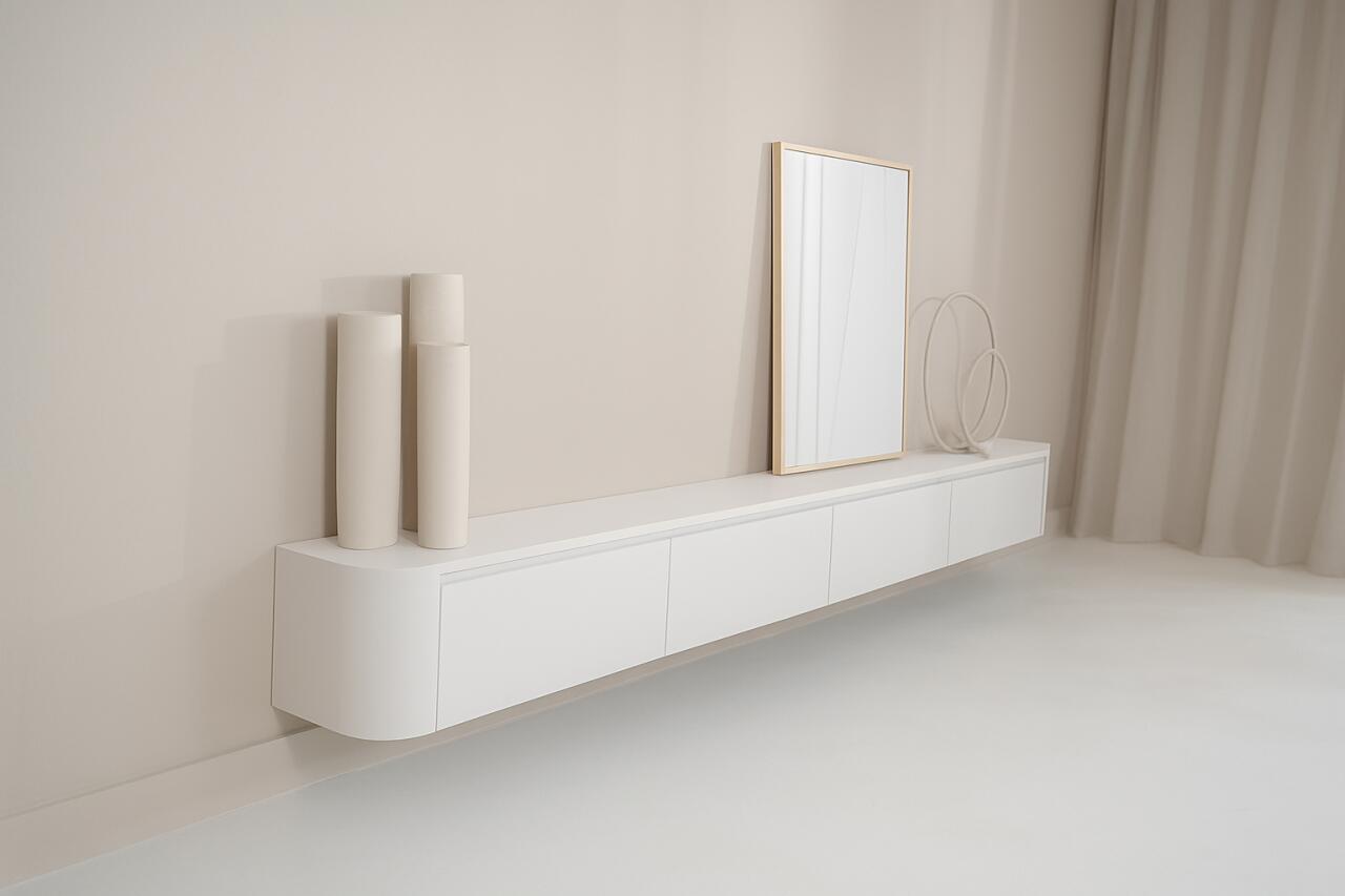 TV-meubel Runa - Zwevend - Wit - MDF - 4 kleppen