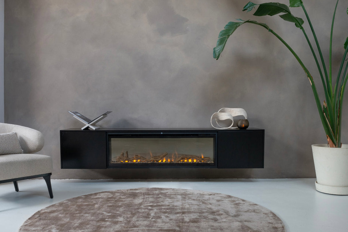 TV-meubel Johnson - Zwevend - MDF - 2 deuren - Elektrische haard - 50 inch