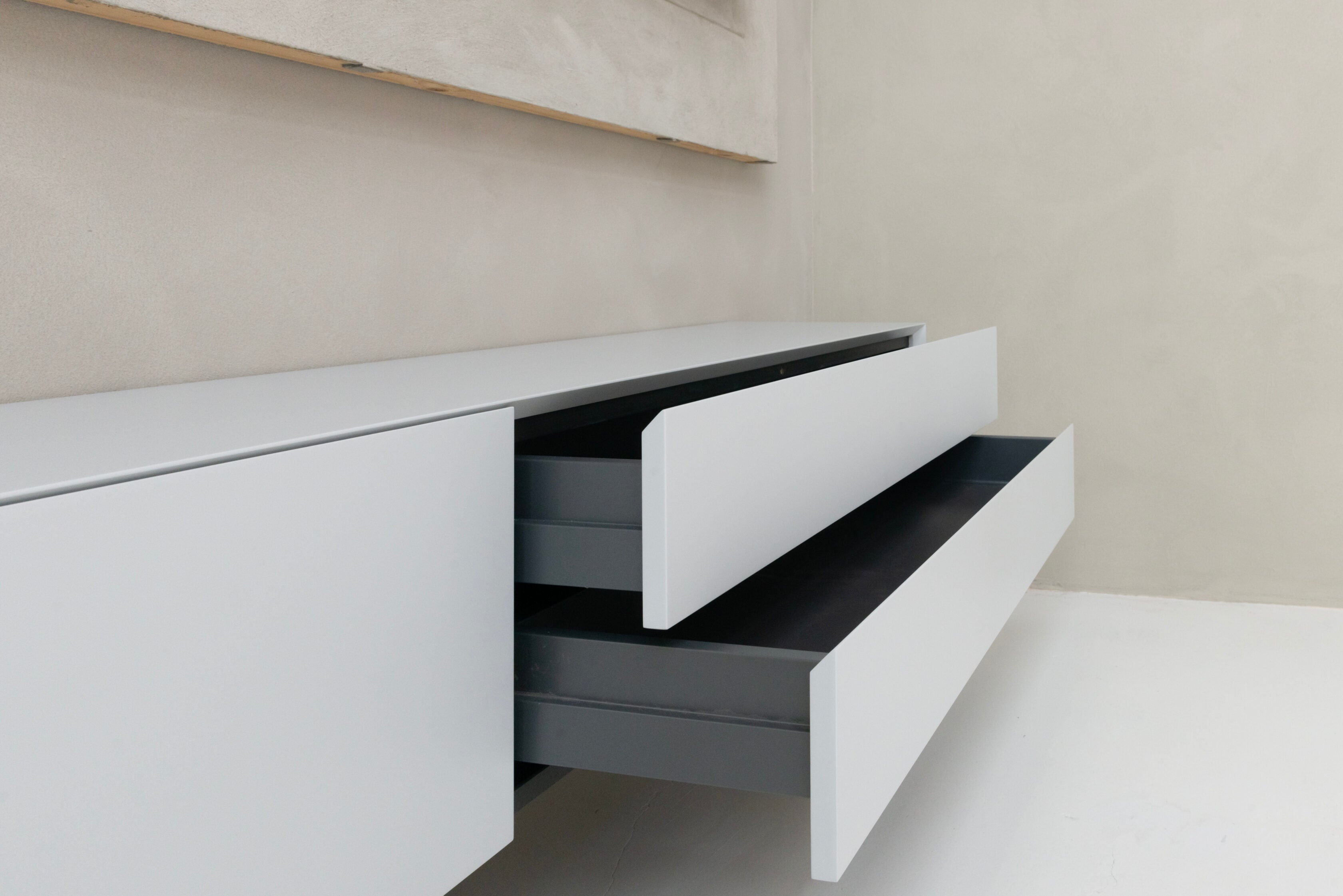 TV-meubel Zyan - Zwevend - Off White - MDF - 2 kleppen - 2 lades