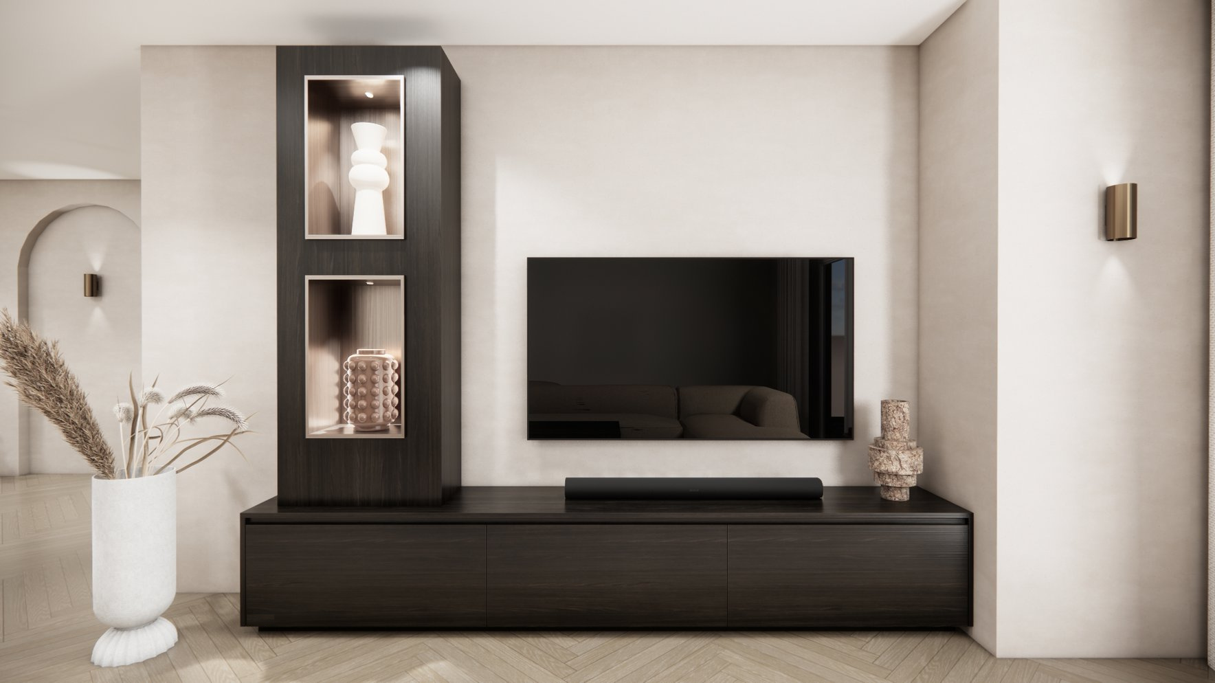 Tv meubel Mason Grand - Eiken - 3 kleppen - Chimney