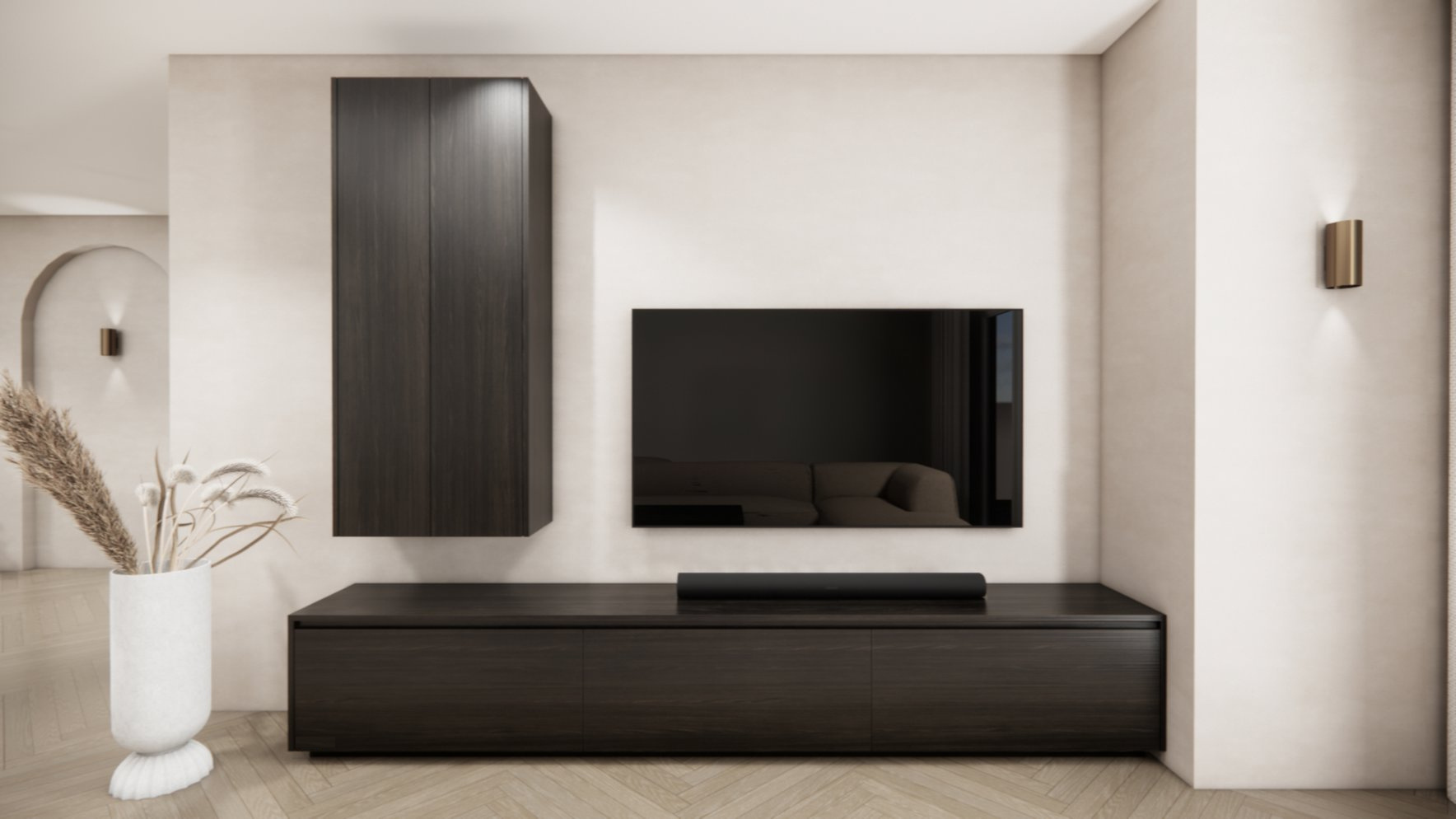 Tv meubel Mason Royal - Zwevend - Eiken - 3 kleppen - Chimney