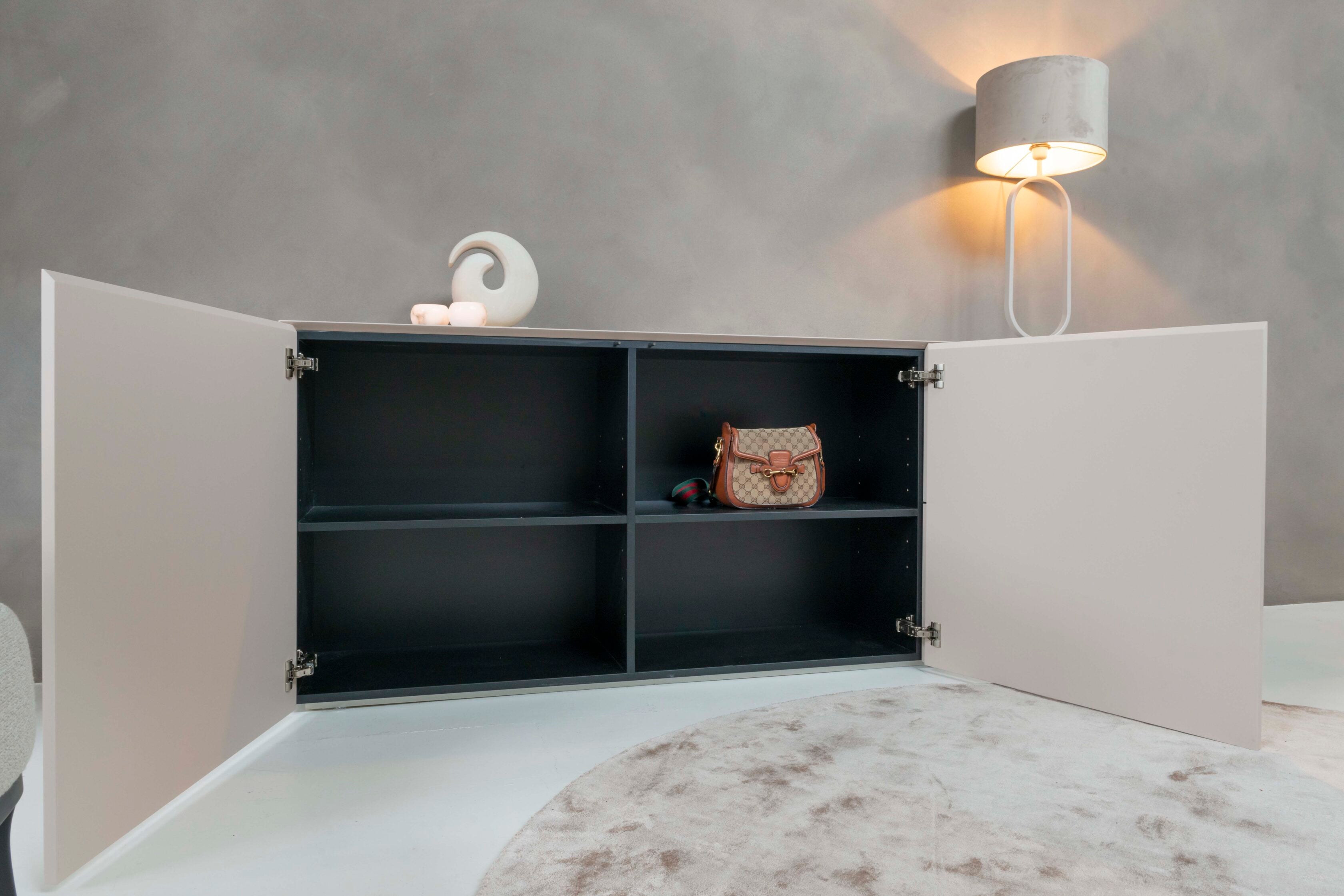 Dressoir Zyan - Zwevend - Beige - MDF - 2 deuren - 4 lades