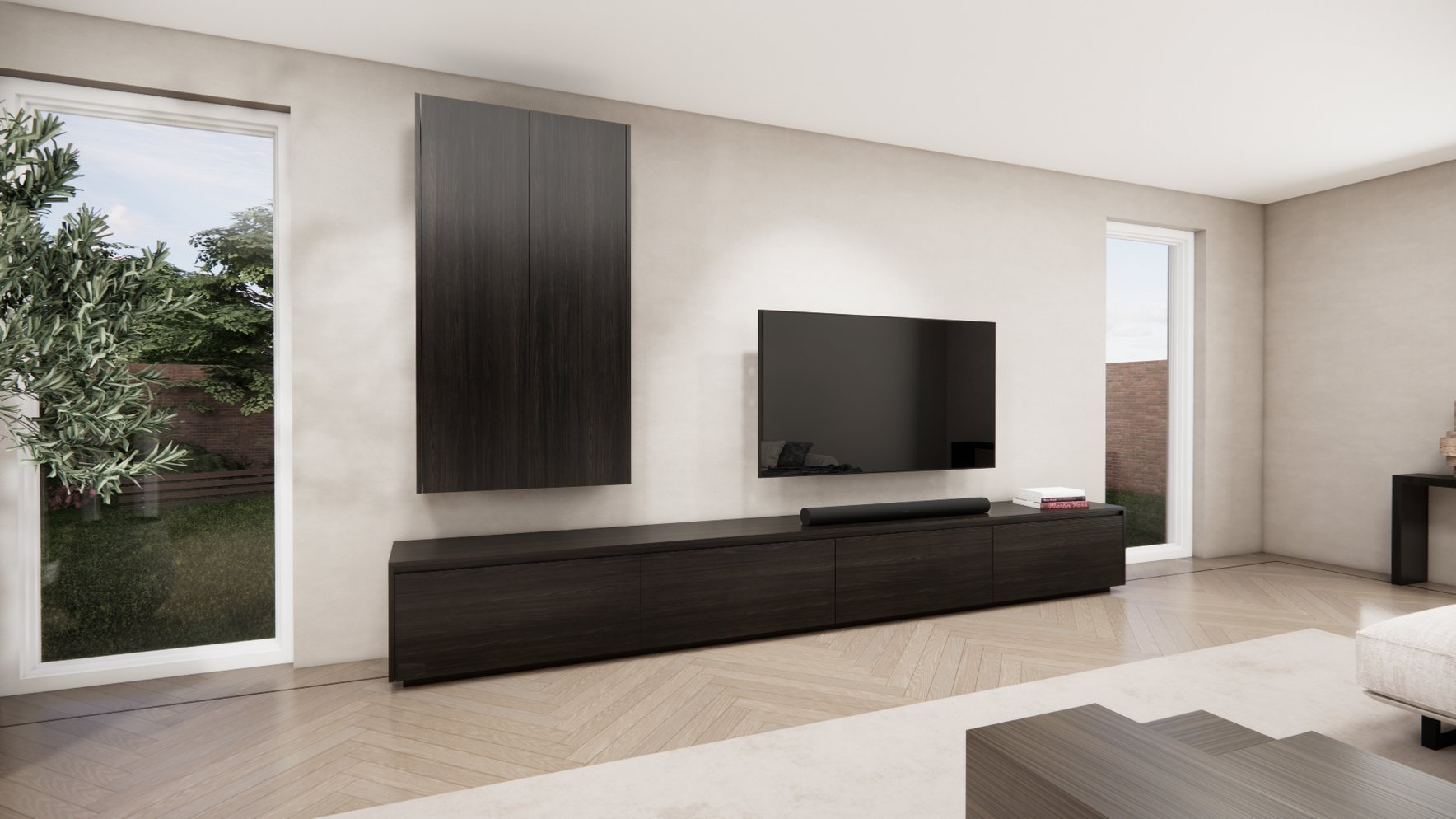 Tv meubel Mason Royal - Zwevend - Eiken - 4 kleppen - Chimney