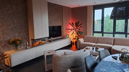 TV-meubel Mason Royal - Eiken - 3 kleppen - Elektrische haard - Met koof