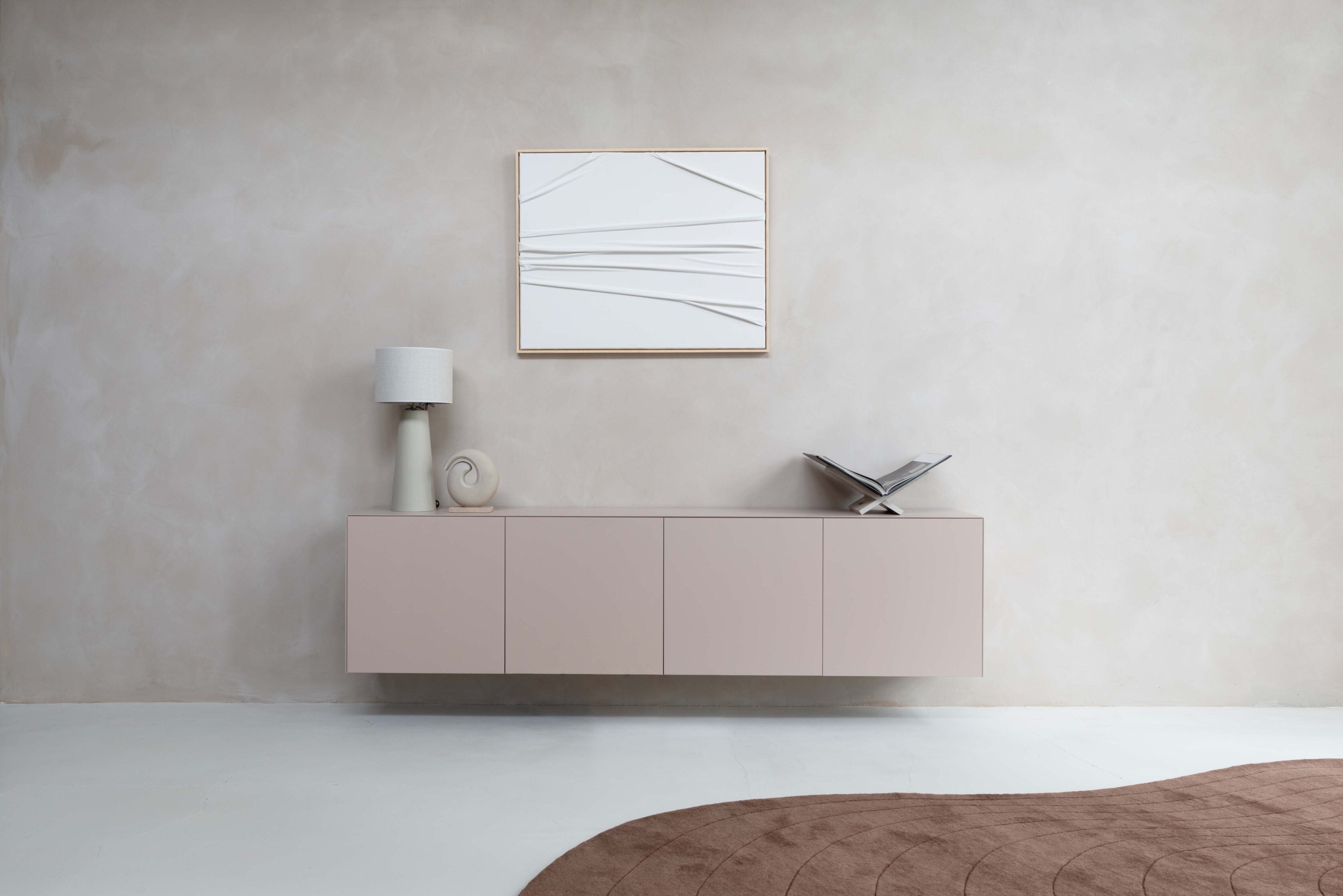 Dressoir Zyan - Zwevend - Beige - MDF - 4 deuren
