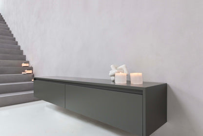 TV-meubel Mason - Zwevend - Grijs - MDF - 2 kleppen