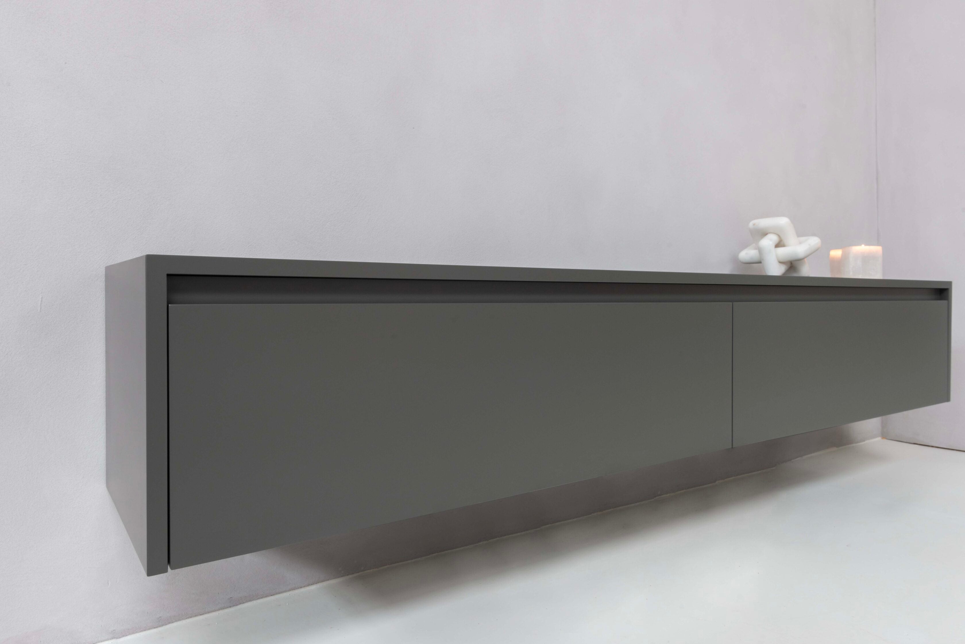 TV-meubel Mason - Zwevend - Grijs - MDF - 2 kleppen