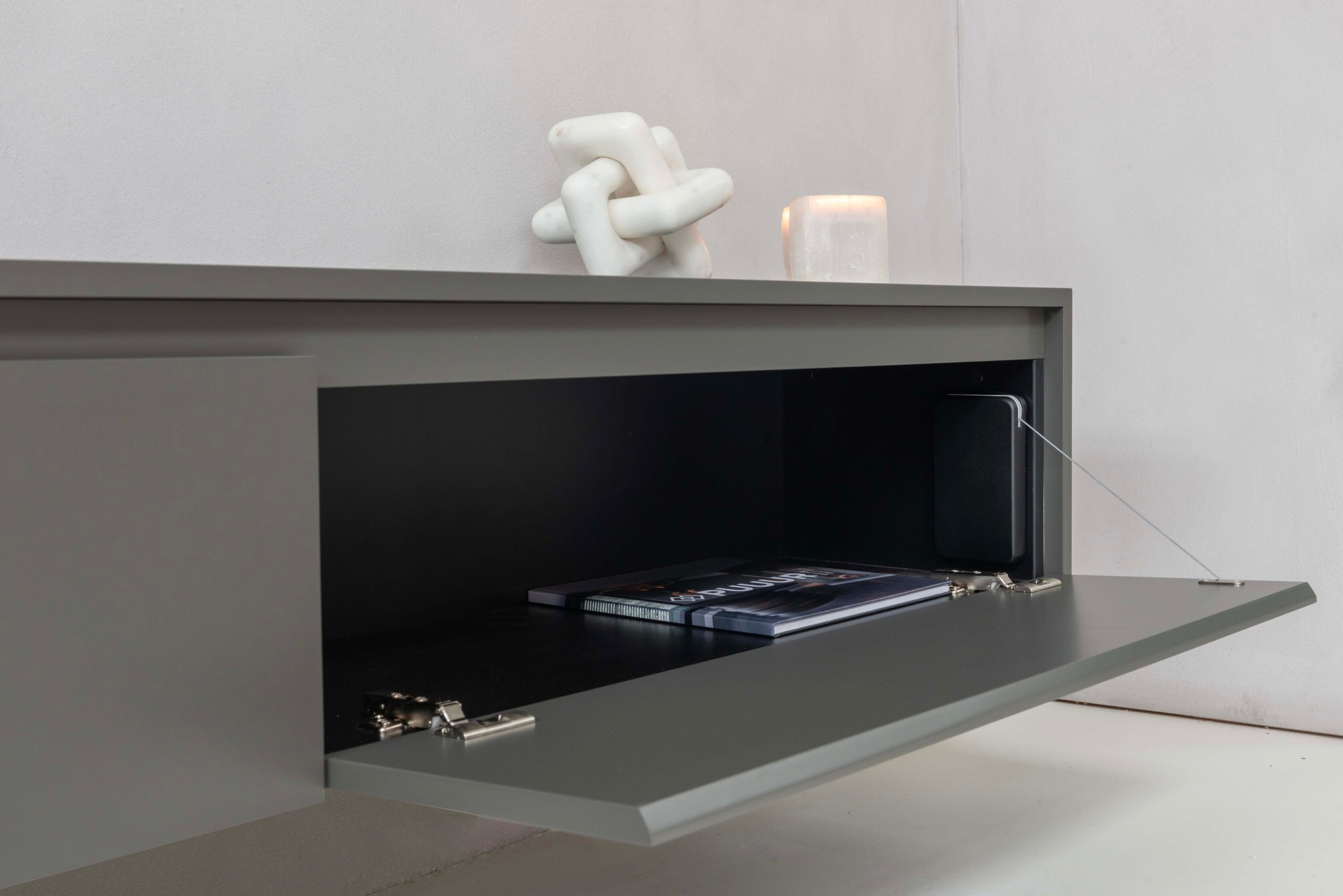 TV-meubel Mason - Zwevend - Grijs - MDF - 2 kleppen