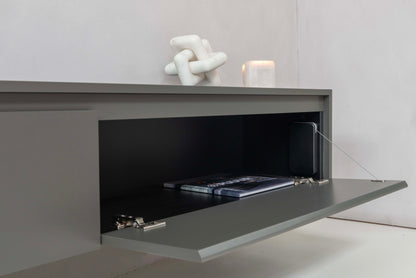 TV-meubel Mason - Zwevend - Grijs - MDF - 2 kleppen