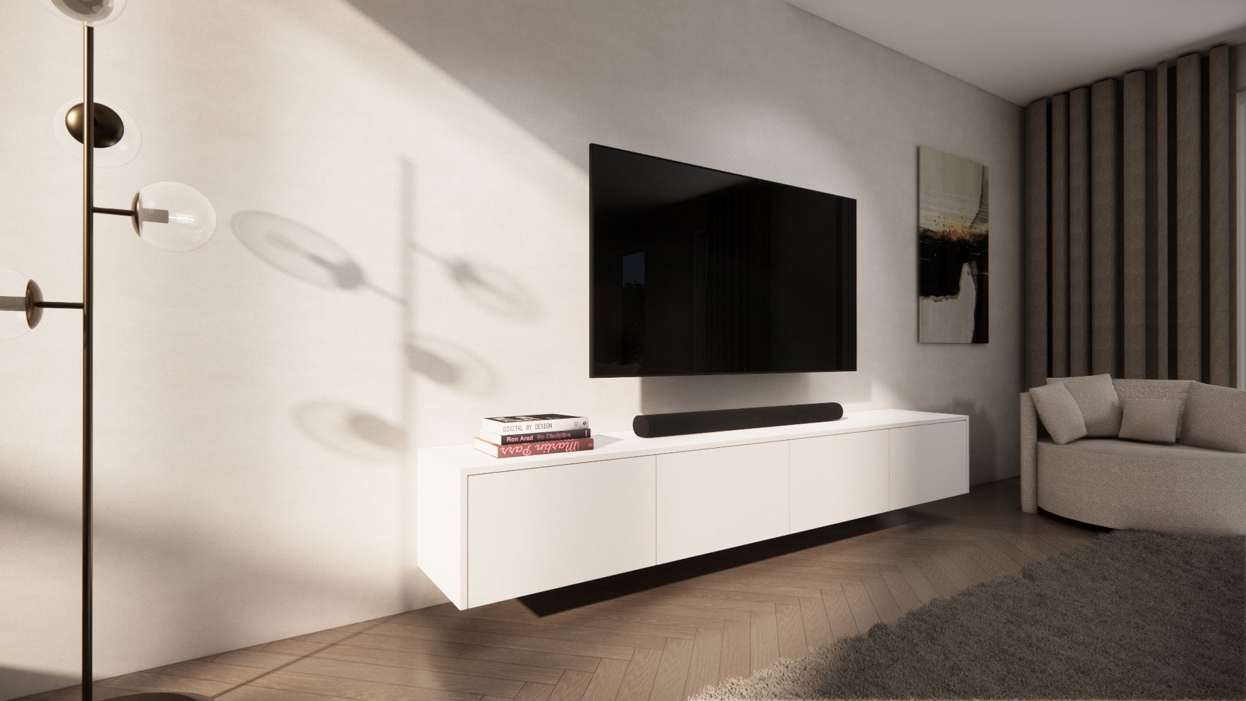 TV-meubel Murphy - Zwevend - Melamine - 4 kleppen