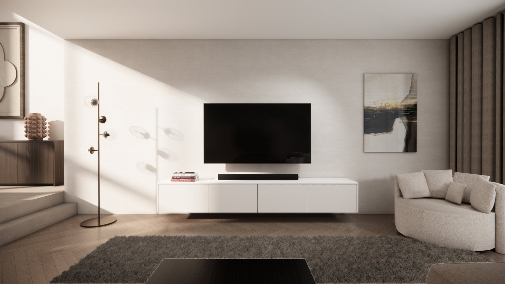 TV-meubel Murphy - Zwevend - Melamine - 4 kleppen