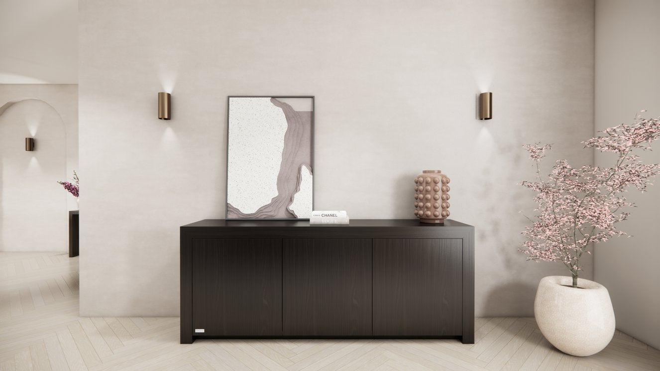 Dressoir Bezos - Staand - Zwart - Eiken - 3 Deurs
