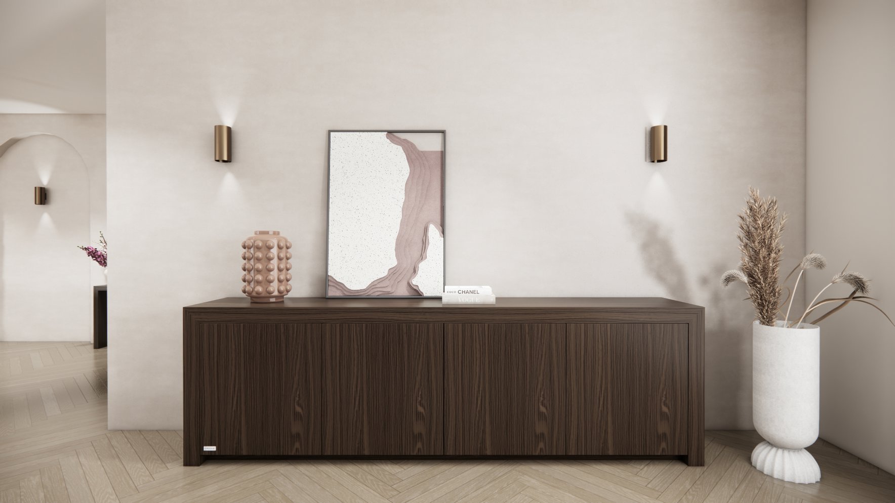 Dressoir Bezos - Staand - Bruin - Eiken - 4 Deurs