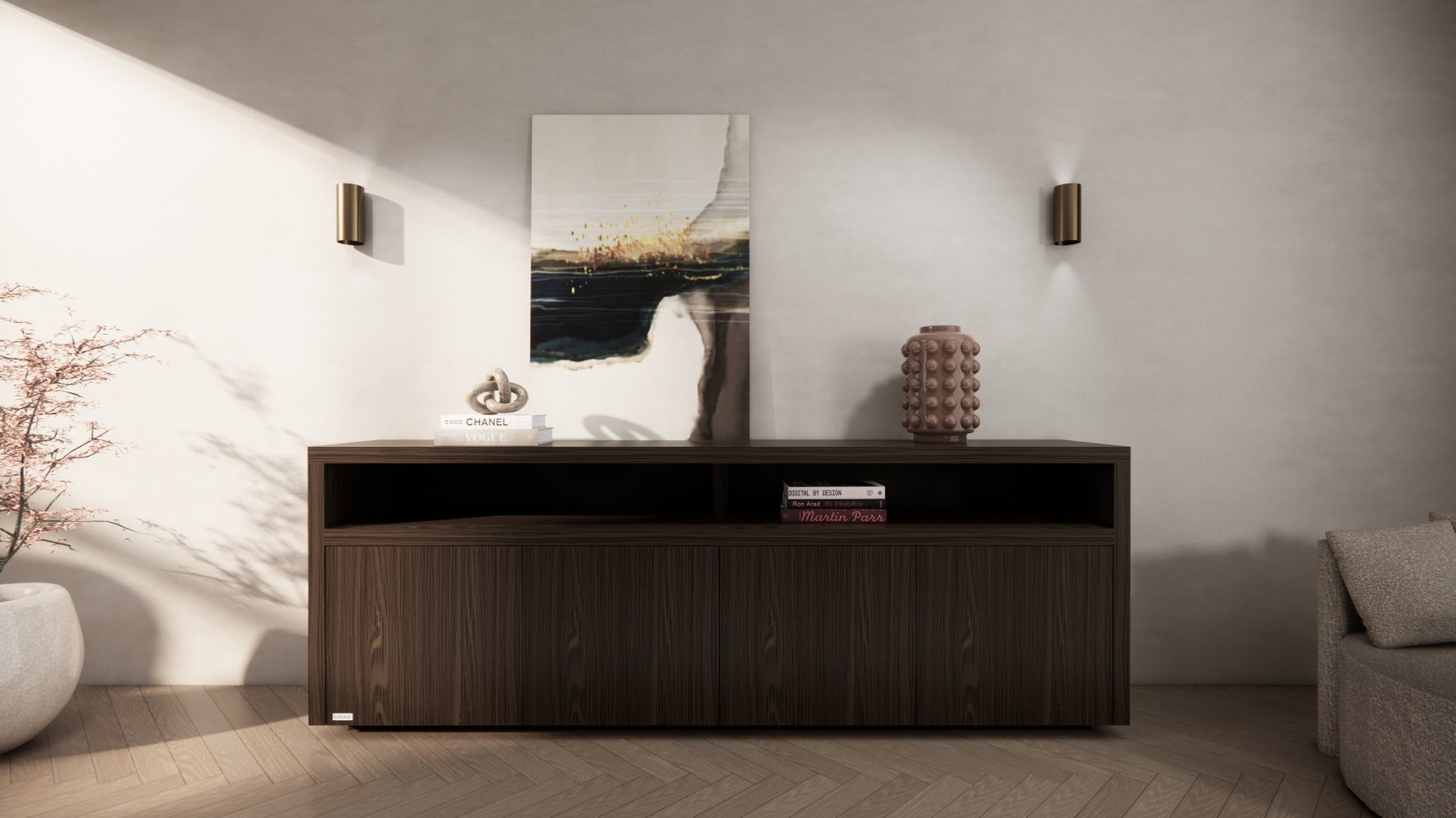Dressoir Ferrero - Staand - Bruin - Eiken - 4 Deurs