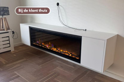 TV-meubel Johnson - Zwevend - MDF - 2 deuren - Elektrische haard - 50 inch