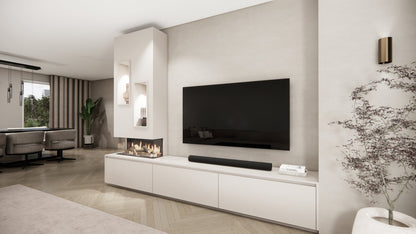 TV-meubel Mason Majestic - Bruin - Eiken - 3 kleppen - Elektrische haard - Met koof