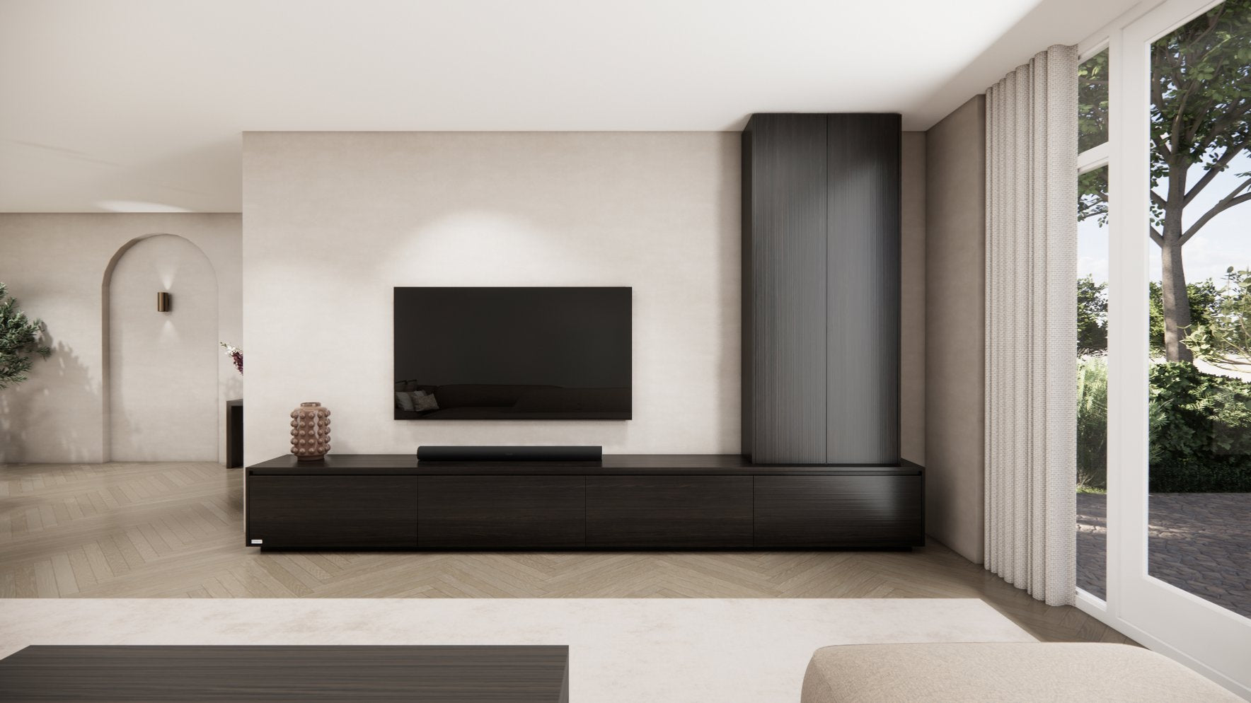 Tv meubel Mason Royal - Eiken - 4 kleppen - Chimney