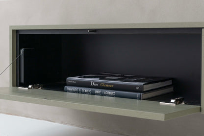 TV-meubel Johnson - Zwevend - Zwart - Eiken - 2 kleppen