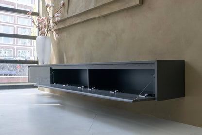 TV-meubel Mason - Zwevend - Grijs - Eiken - 3 kleppen