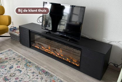 TV-meubel Johnson - Zwevend - Eiken - 2 deuren - Elektrische haard - 50 inch