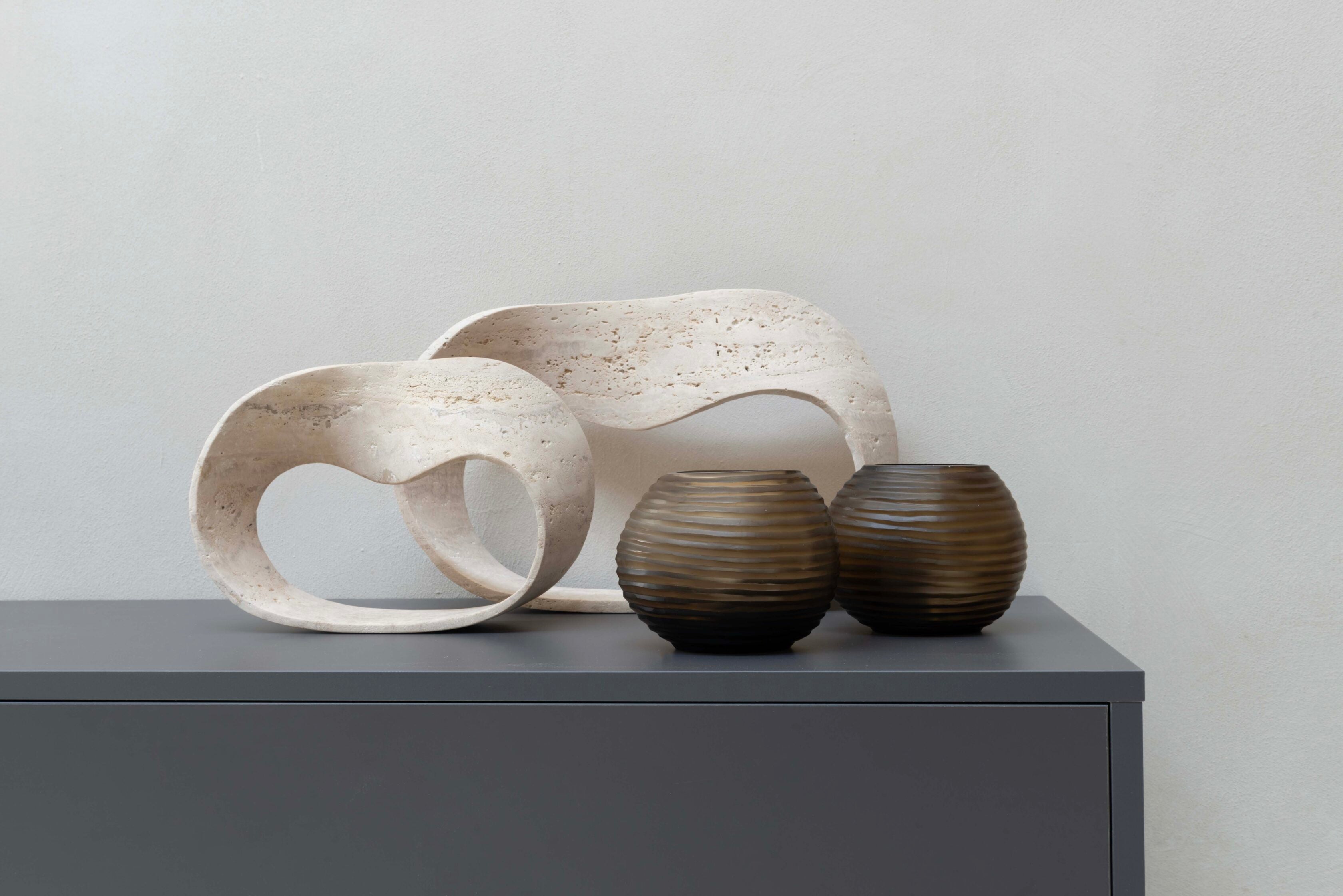 TV-meubel Henry - Staand - Grijs - Melamine - 2 kleppen - Open vak