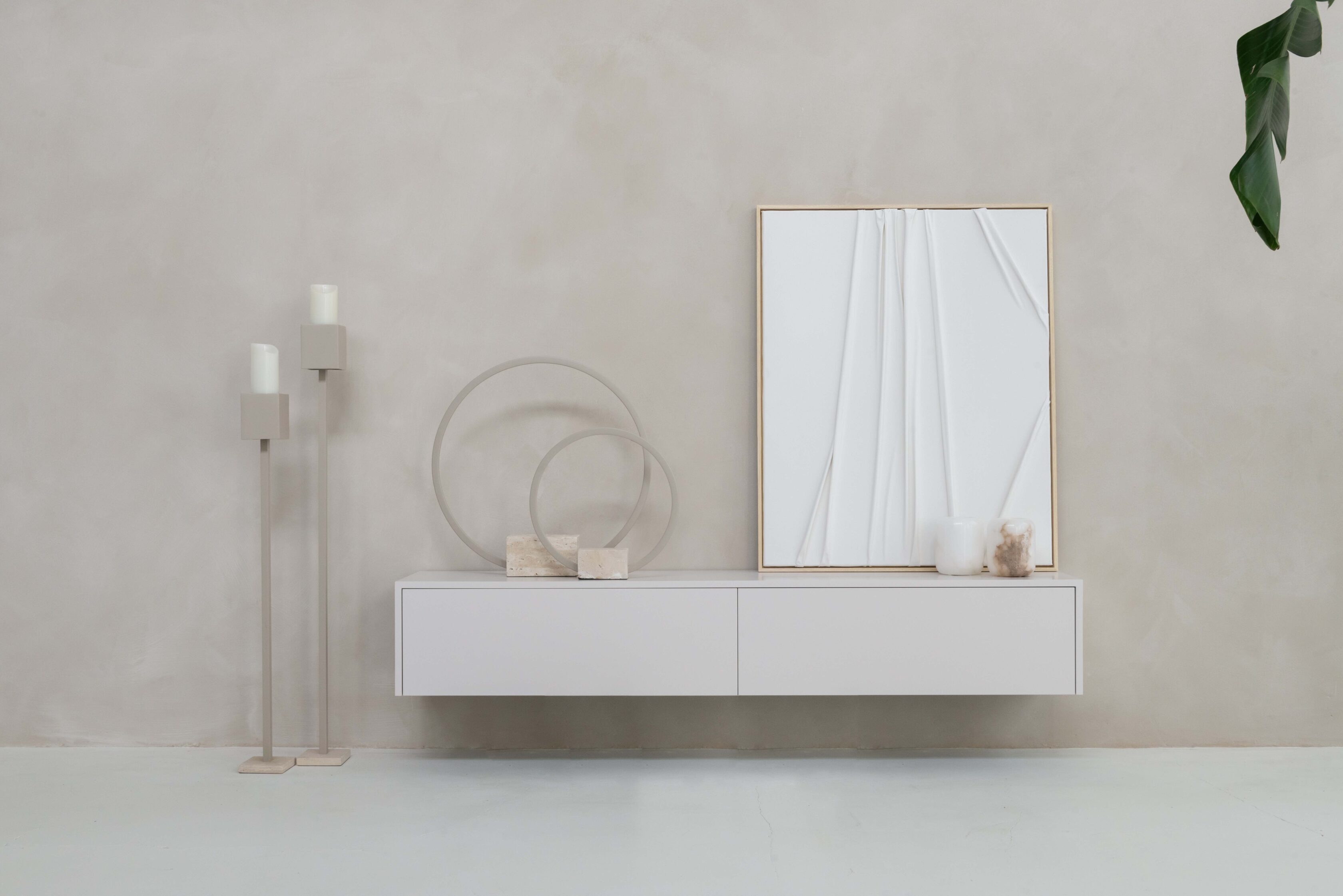 TV-meubel Johnson - Zwevend - Beige - MDF - 2 kleppen