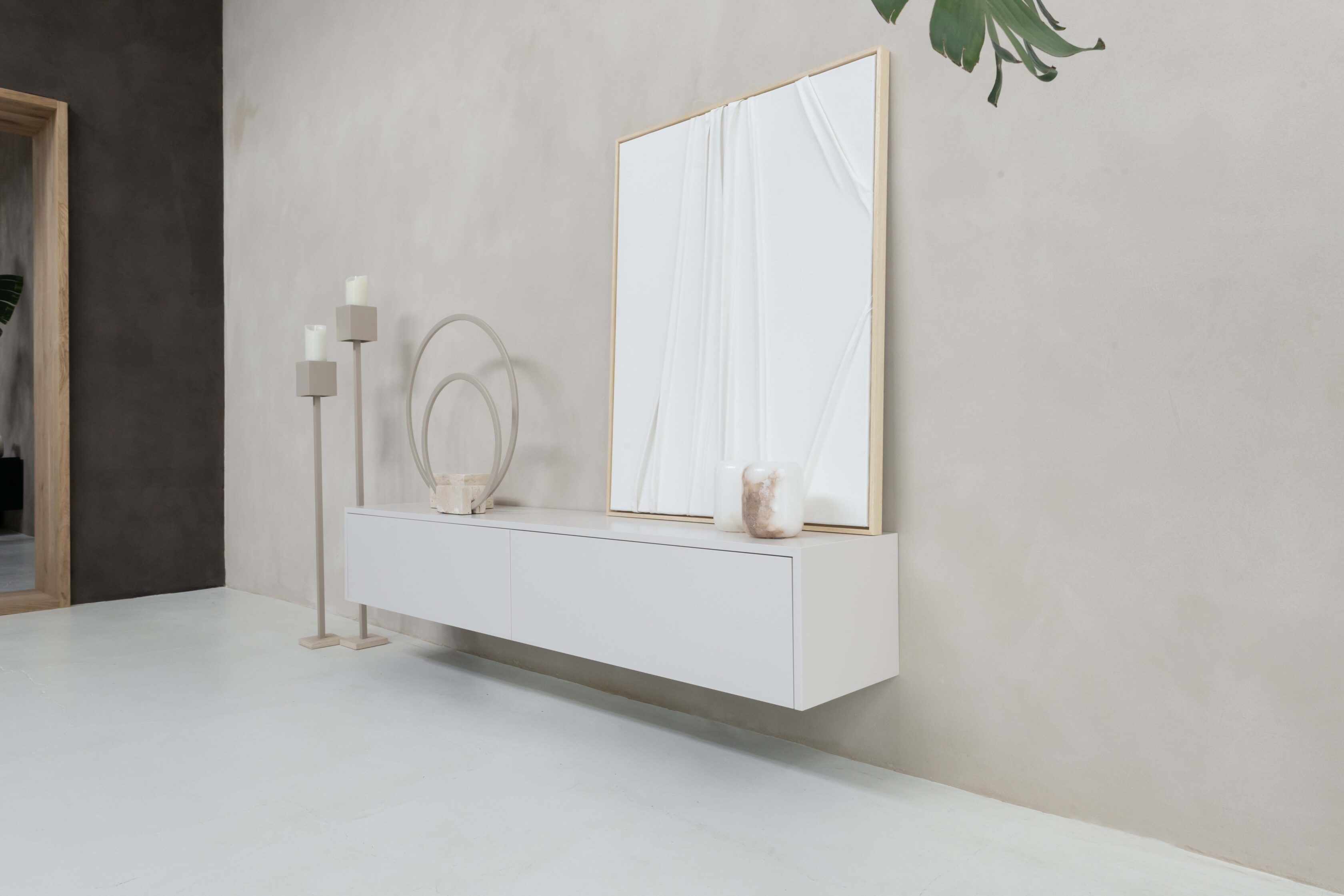 TV-meubel Johnson - Zwevend - Beige - MDF - 2 kleppen