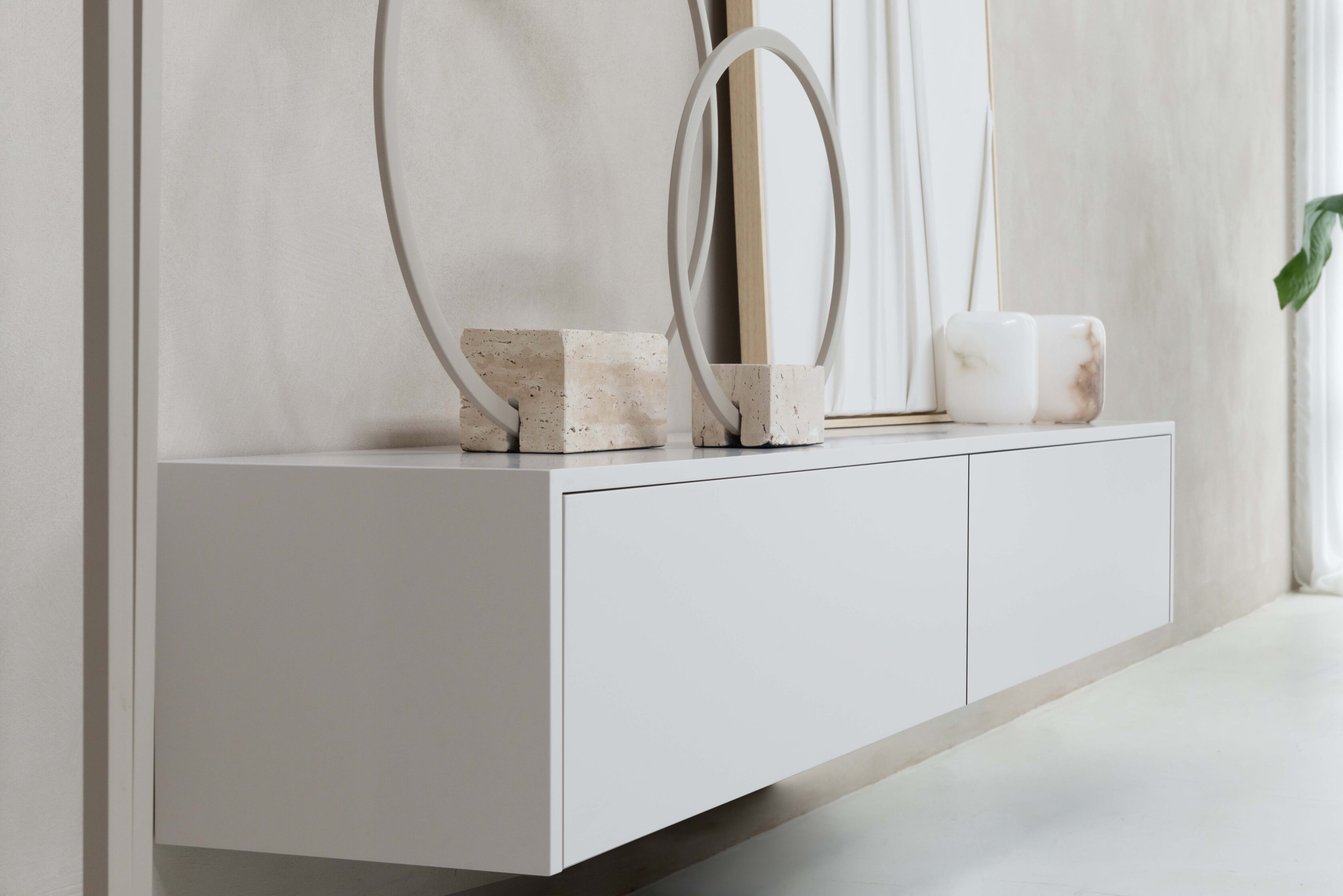 TV-meubel Johnson - Zwevend - Beige - MDF - 2 kleppen