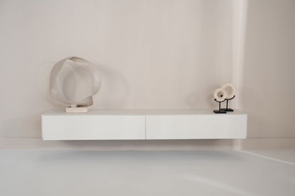 TV-meubel Zyan - Zwevend - Wit - MDF - 2 kleppen