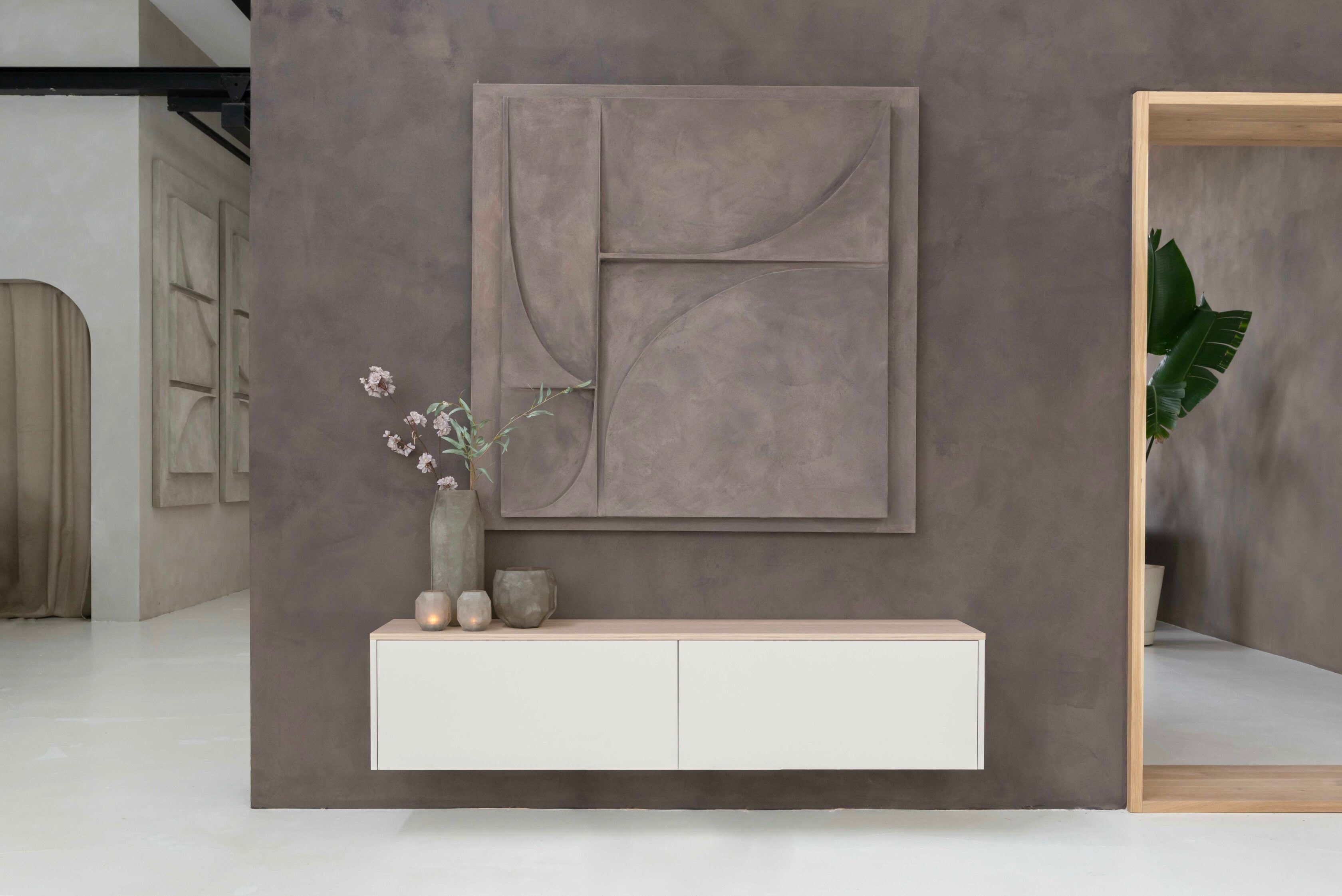 TV-meubel Gregor - Zwevend - Wit - Melamine - 2 kleppen