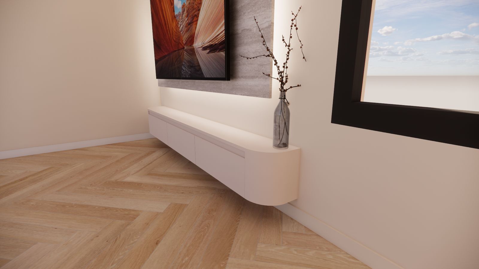 TV-meubel Runa - Zwevend - MDF - 3 kleppen