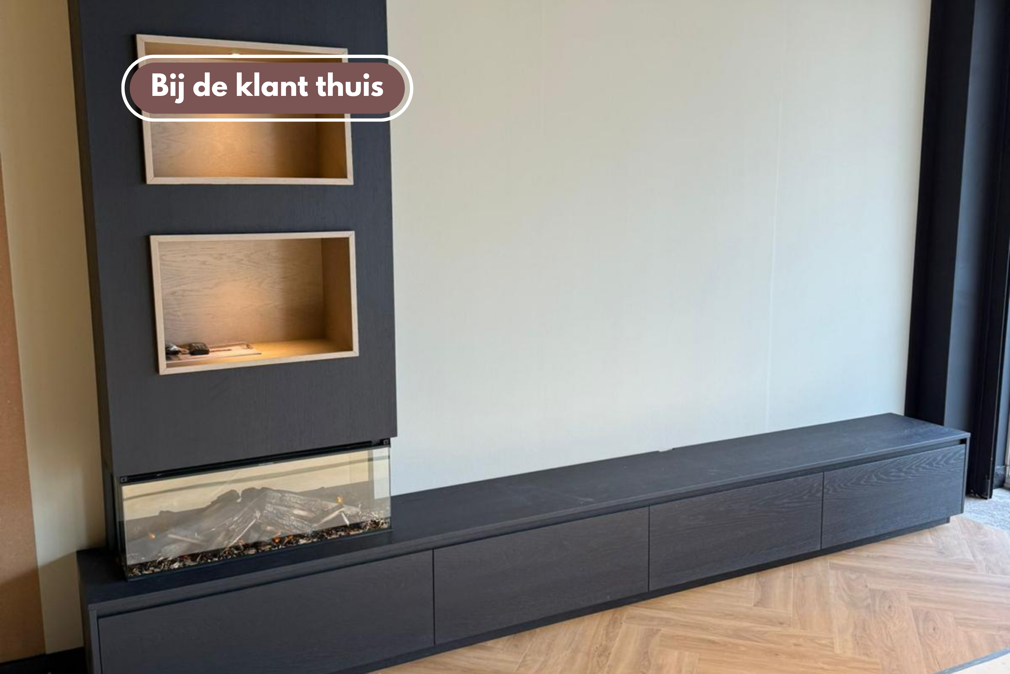 TV-meubel Mason Excellent - Eiken - 4 kleppen - Elektrische haard - Met koof