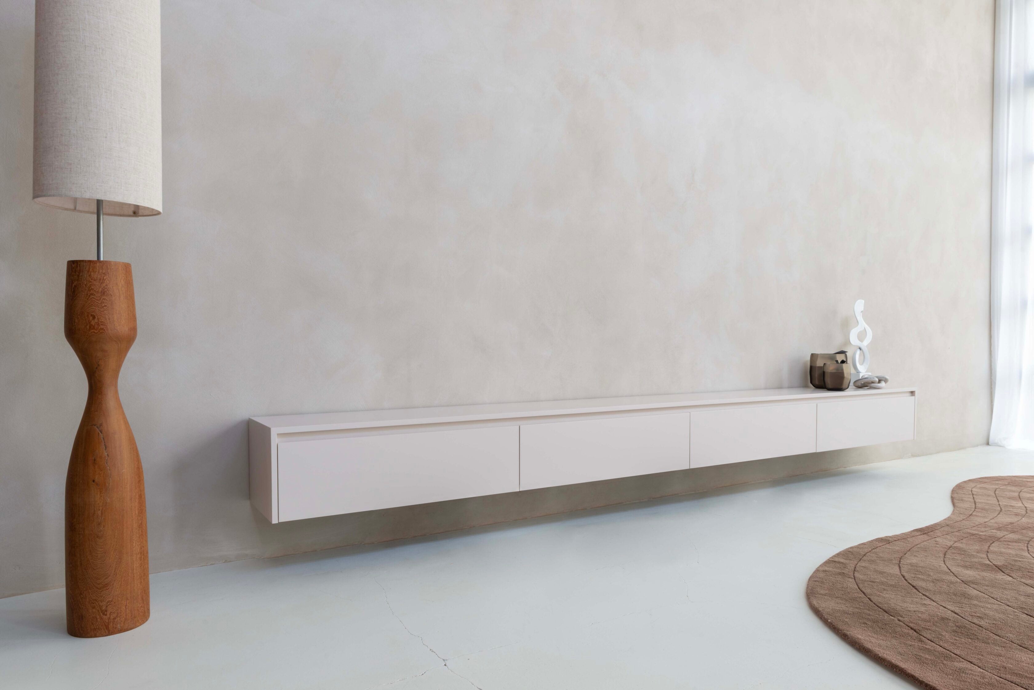 TV-meubel Mason - Zwevend - Off White - MDF - 4 kleppen