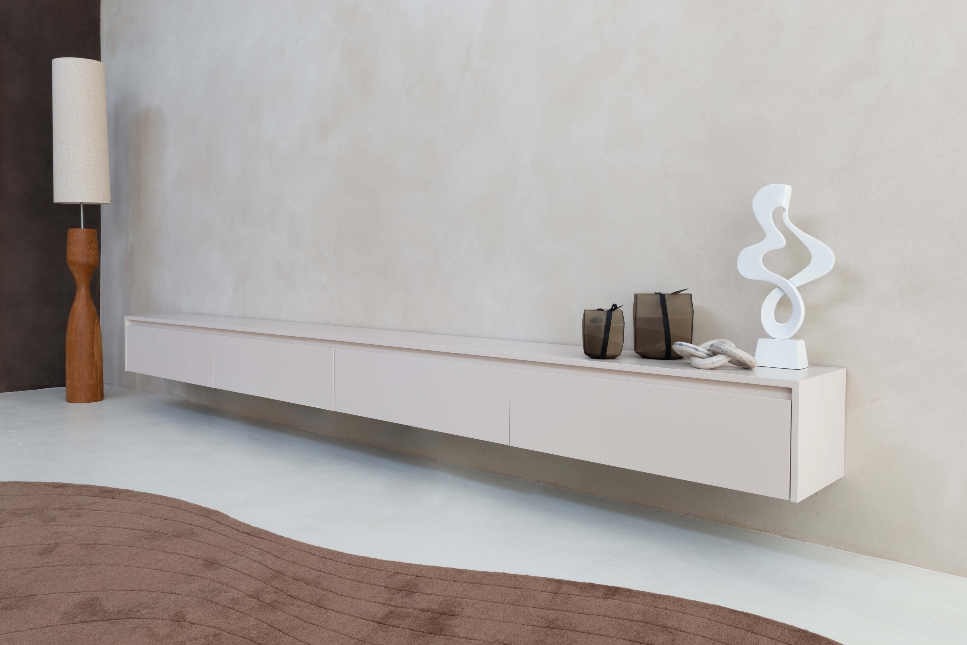TV-meubel Mason - Zwevend - Off White - MDF - 4 kleppen