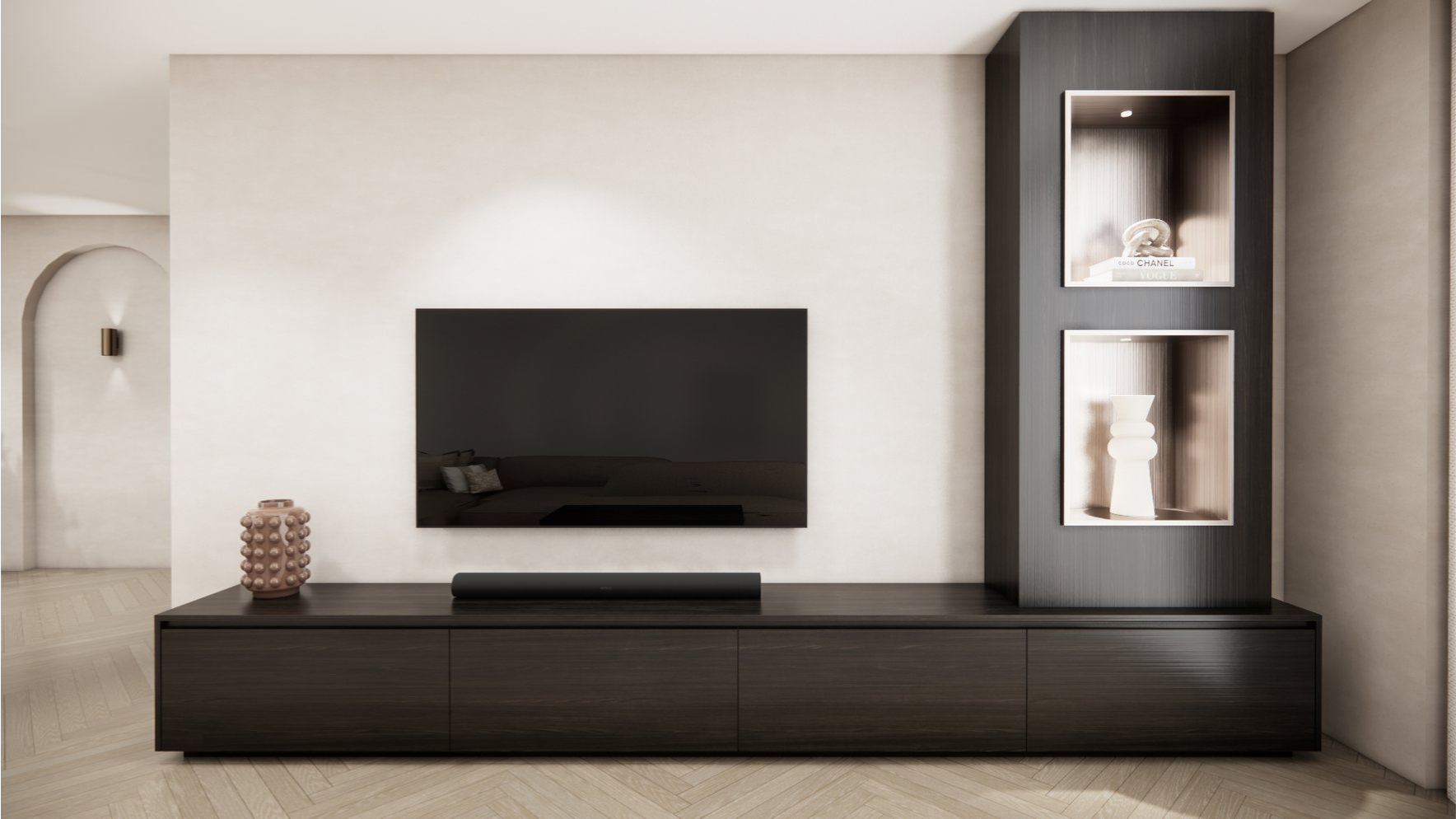 Tv-Meubel Mason Grand - Eiken - 4 Kleppen - Chimney