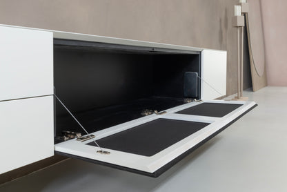 TV-meubel Zyan - Zwevend - Wit - MDF - 3 kleppen - 2 lades
