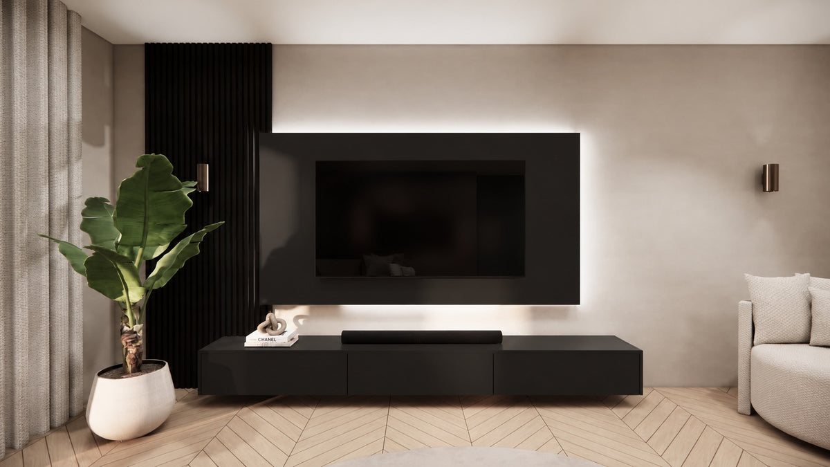 Wandpaneel Melamine Mat RAL 9005 - TV paneel