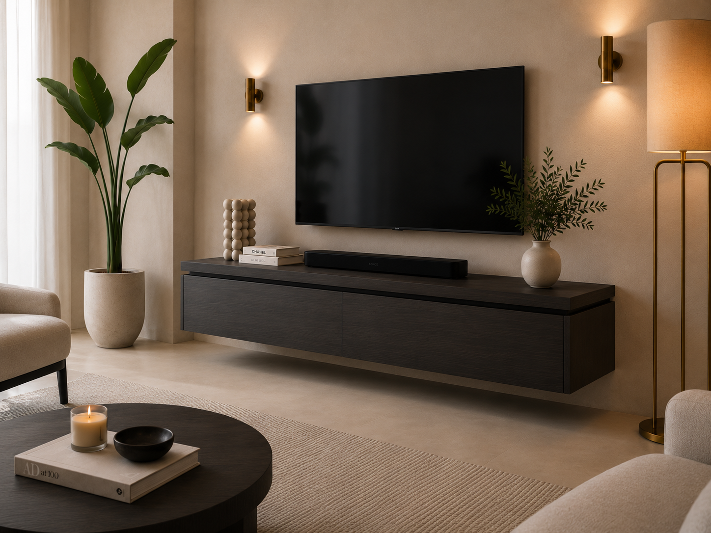 TV-meubel Rockefeller - Zwevend - Eiken - 2 kleppen
