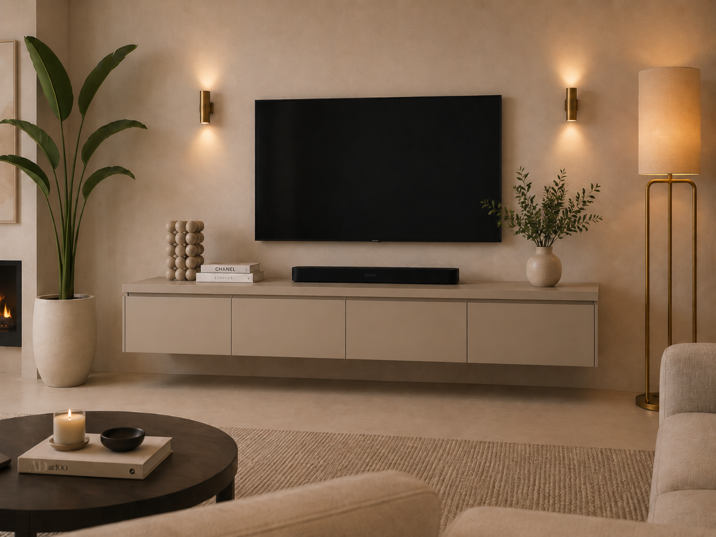 TV-meubel Rockefeller - Zwevend - MDF - 4 kleppen