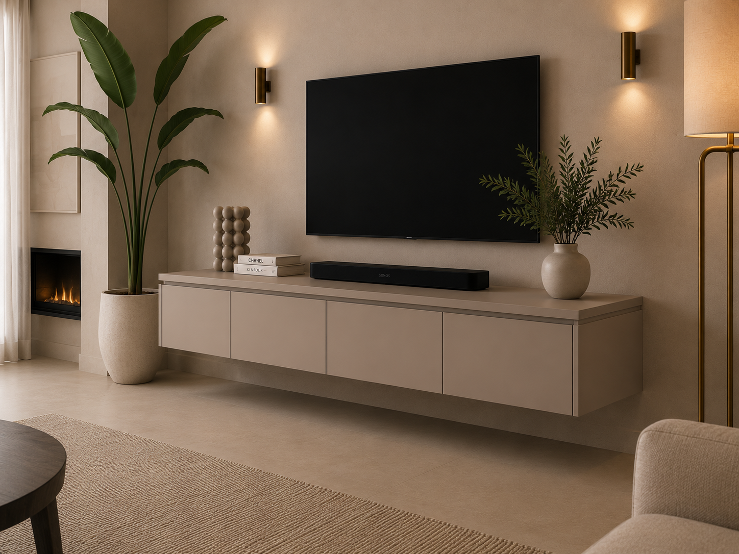 TV-meubel Rockefeller - Zwevend - MDF - 4 kleppen