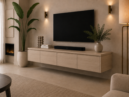 TV-meubel Rockefeller - Zwevend - Eiken - 4 kleppen
