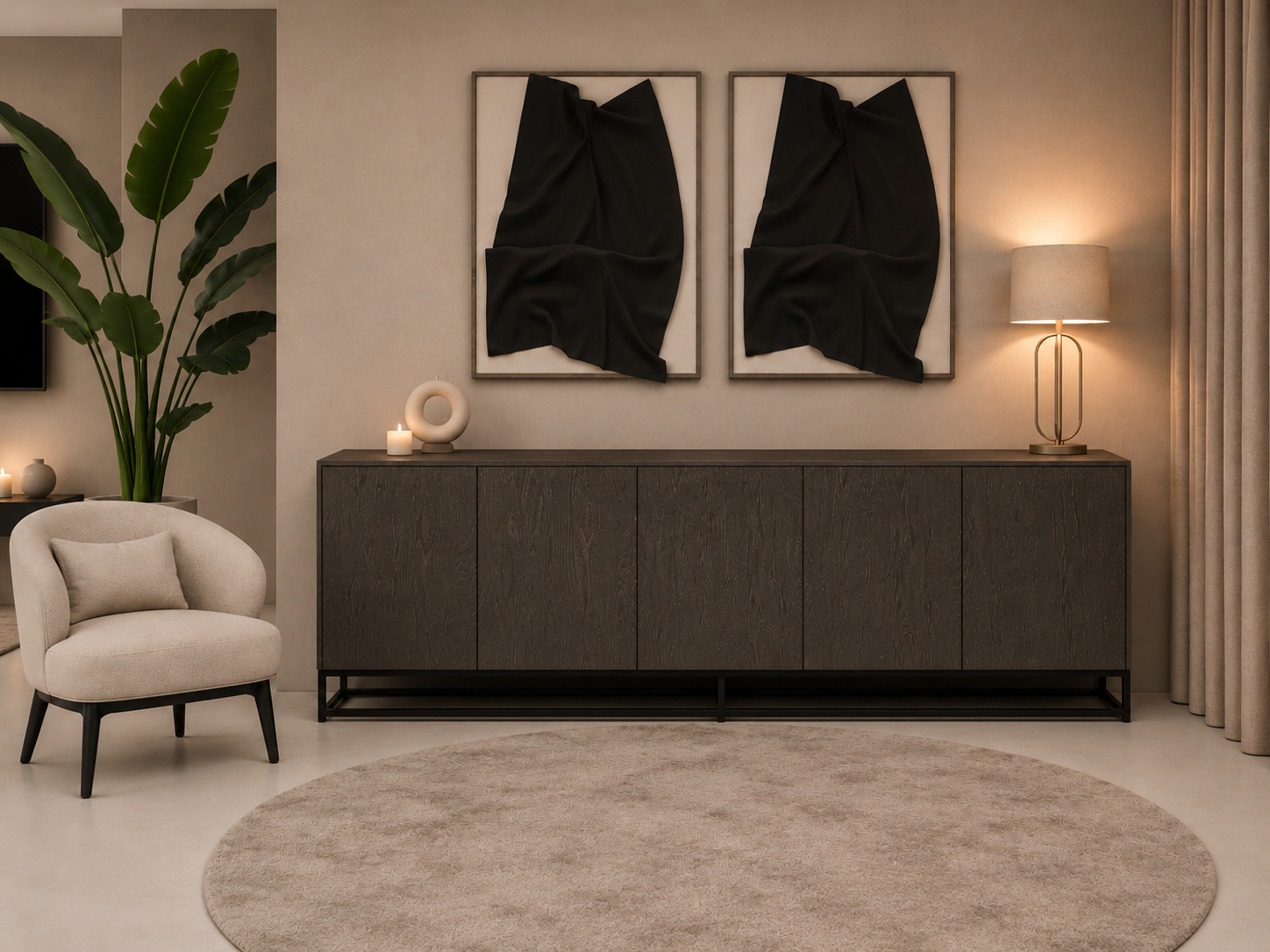 Dressoir Thompson - Staand - Eiken - 5 Deurs