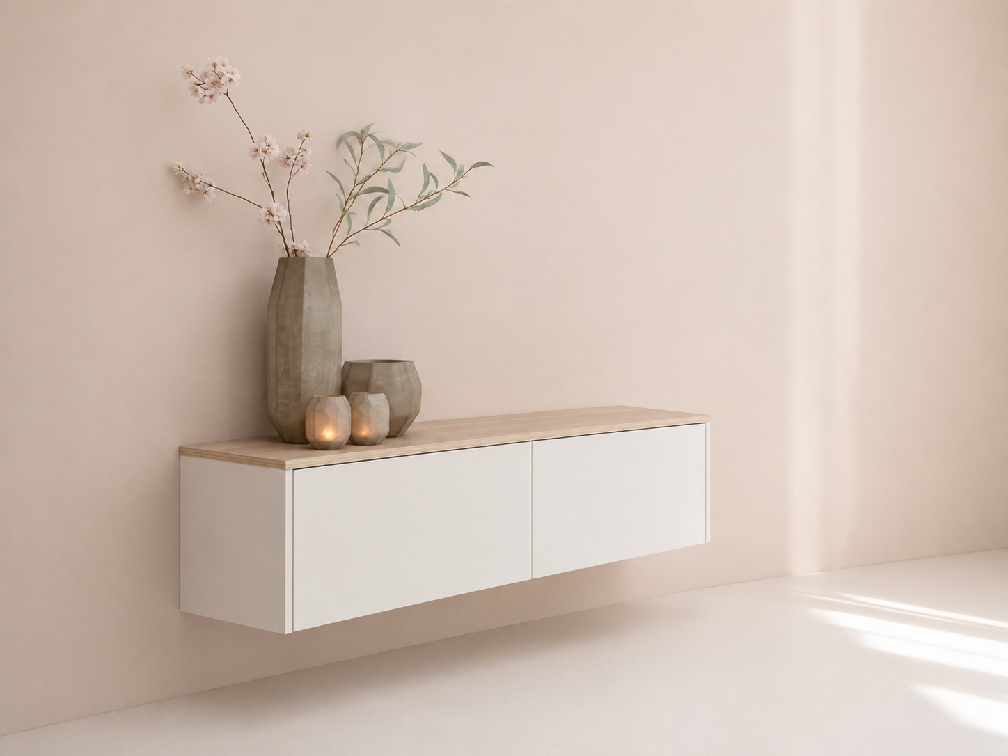 TV-meubel Gregor - Zwevend - Melamine - 2 kleppen