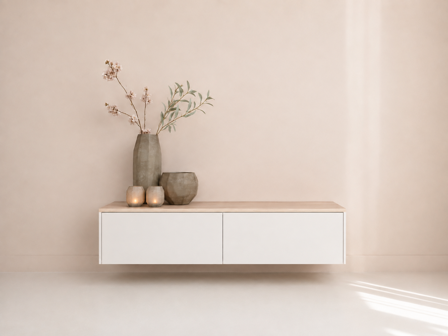 TV-meubel Gregor - Zwevend - Melamine - 2 kleppen