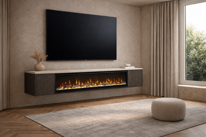 TV MEUBEL WALTON - MELAMINE EIKEN - ELEKTRISCHE HAARD