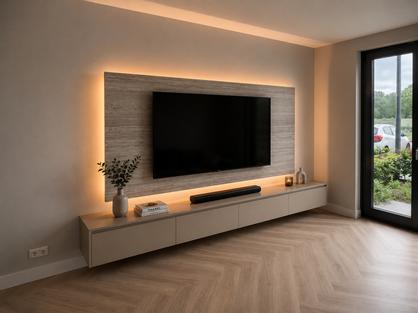 Wandpaneel - Travertin - Melamine - TV paneel