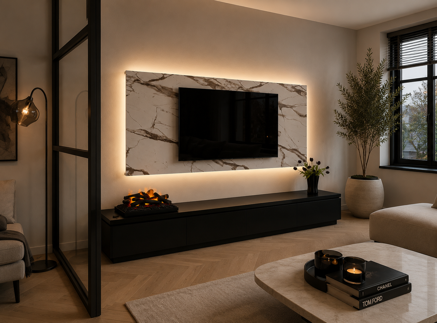 Wandpaneel - Marmer - Melamine - TV paneel